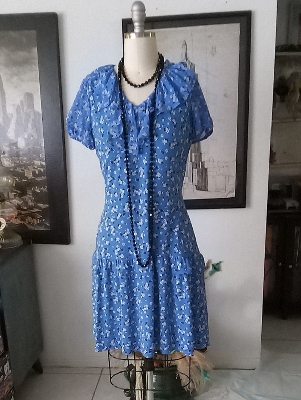 Karl Lagerfeld Blue Floral Midi Dress